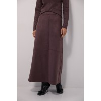 Long suede chocolate-colored skirt Harmony
